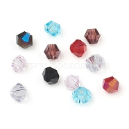 Electroplate Glass Beads, AB Color Plated, Faceted, Bicone, Mixed Color, 4x4mm, Hole: 1mm(RGLA-F063-B-MO)