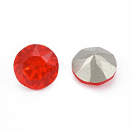 K9 Glass Rhinestone Cabochons, Pointed Back & Back Plated, Faceted, Diamond, Siam, 8x6mm(MRMJ-N029-16-02)