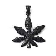 PVD Vacuum Plating 304 Stainless Steel Pendants, Pot Leaf/Hemp Leaf Shape, Black, 47x39x2.5mm, Hole: 9x5mm(STAS-E058-23EB-1)