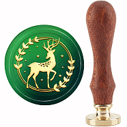 Brass Wax Seal Stamp with Handle, for DIY Scrapbooking, Deer Pattern, 3.5x1.18 inch(8.9x3cm)(AJEW-WH0184-0817)