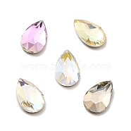 K9 Glass Rhinestone Cabochons, Flat Back & Back Plated, Faceted, Teardrop, Mixed Color, 10x6.4x3mm(RGLA-F071-B)