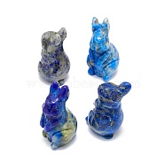 Natural Lapis Lazuli Sculpture Display Decorations, for Home Office Desk, Rabbit, 17~19x17~18.5x32~37mm(G-F719-36K)