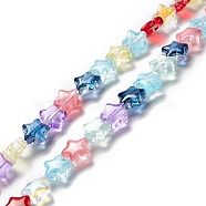 Transparent Glass Beads Strand, Star, Colorful, 8~8.5x8~8.5x3.5~4mm, Hole: 1mm, about 50pcs/strand, 14.25~15.35 inch(36.2~39cm)(GLAA-F112-02B)
