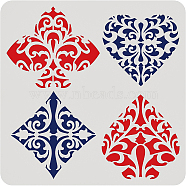 Plastic Reusable Drawing Painting Stencils Templates, for Painting on Scrapbook Fabric Tiles Floor Furniture Wood, Square, Playing Card Pattern, 300x300mm(DIY-WH0172-975)