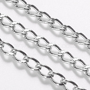 Iron Twisted Chains Curb Chains, Unwelded, with Spool, Platinum Color, Link: 3x5mm, 0.8mm thick, about 32.8 Feet(10m)/roll(X-CHS003Y-N)