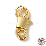 925 Sterling Silver Lobster Claw Clasps, Rectangle with 925 Stamp, Golden, 14.5x7x3mm(STER-D006-16G)