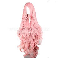 Cosplay Party Wigs, Synthetic Wigs, Heat Resistant High Temperature Fiber, Long Wave Curly Wigs for Women, Pink, 39.3 inch(100cm)(OHAR-I015-17A)