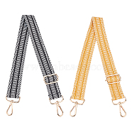 PANDAHALL ELITE 2Pcs 2 Colors Cotton Tape Bag Handles, with Alloy Swivel Clasps and Iron Regulator, for Bag Chain Replacement Accessories, Stripe Pattern, Mixed Color, 72x3.8x0.2cm, 1pc/color(FIND-PH0002-42)