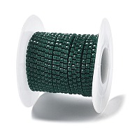 Iron Rhinestone Glass Cup Chain, with Spool, Emerald, 2x2~2.5x2mm, about 16.40 Feet(5m)/Roll(CH-U001-01Q)