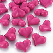 Opaque Acrylic Beads, Heart, Medium Violet Red, 17x22x10mm, Hole: 1.4mm(X-MACR-S373-70-A03)