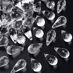 Transparent Acrylic Pendants, Faceted, Teardrop, Clear, 17.5x9mm, Hole: 2mm, about 818pcs/500g(MACR-S373-121-B01)