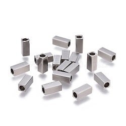 Tarnish Resistant 201 Stainless Steel Tube Beads, Rectangle, Stainless Steel Color, 7x3x3mm, Hole: 2mm(STAS-P236-19P)