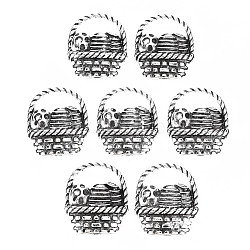 Tibetan Style Alloy Pendants, Cadmium Free & Lead Free, Shopping Basket, Antique Silver, 22.5x19x5mm, Hole: 5.5x14mm(PALLOY-T075-137AS-RS)