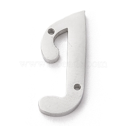 Tarnish Resistant 304 Stainless Steel Links Connectors, Initial Letter, Letter.J, J: 18.5x7x1.5mm, Hole: 0.9mm(X-STAS-J027-01J)