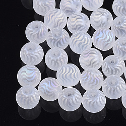 Electroplate Glass Beads, Frosted, Round with Wave Pattern, Clear AB, 8~8.5mm, Hole: 1.5mm(EGLA-S178-02I)