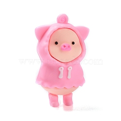 PVC Pendants, for DIY Keychain Making, Pig with Raincoats, Pink, 46x28x26mm, Hole: 2.5mm(X-FIND-B002-02A)