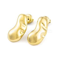 Ion Plating(IP) 304 Stainless Steel Stud Earrings for Women, Cashew, Real 14K Gold Plated, 18.5x9mm(EJEW-A049-09G)