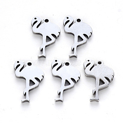 304 Stainless Steel Pendants, Laser Cut, Flamingos Shape, Stainless Steel Color, 15.5x11x1mm, Hole: 1.2mm(STAS-N092-36)