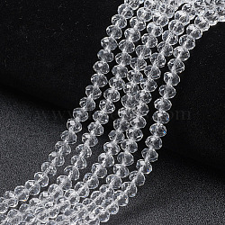 Glass Beads Strands, Faceted, Rondelle, Clear, 3x2mm, Hole: 0.8mm, about 150~155pcs/strand, 15~16 inch(38~40cm)(EGLA-A034-T2mm-D19)