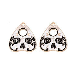 Alloy Enamel Pendants, Light Gold, Heart with Word Yes & No & Moon, Light Gold, 26x22x1.5mm, Hole: 2mm(ENAM-G203-05KCG-04)