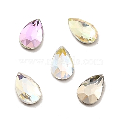 K9 Glass Rhinestone Cabochons, Flat Back & Back Plated, Faceted, Teardrop, Mixed Color, 10x6.4x3mm(RGLA-F071-B)