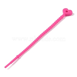 Heart Shape Silicone Cable Zip Ties, Cord Organizer Strap, for Wire Management, Deep Pink, 128x13x4.5mm(AJEW-C034-02I)