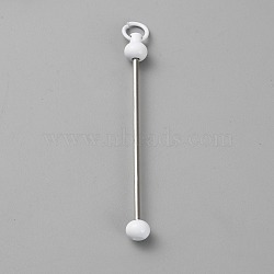 Iron Bar Beadable Keychain for Jewelry Making DIY Crafts, Platinum, White, 7.8cm(IFIN-SZC0005-01A-06)