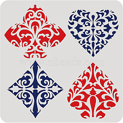 Plastic Reusable Drawing Painting Stencils Templates, for Painting on Scrapbook Fabric Tiles Floor Furniture Wood, Square, Playing Card Pattern, 300x300mm(DIY-WH0172-975)