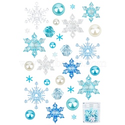 Winter Theme Imitation Pearl Vase Fillers, Including Plastic Round & Polymer Clay Snowflake Beads, Acrylic Connector Charms & Chips Beads, Blue(DIY-BC0009-95)