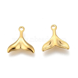 304 Stainless Steel Charms, Laser Cut, Fishtail, Golden, 11x11x1.5mm, Hole: 1mm(STAS-F249-14G-02)