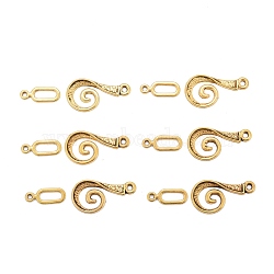 Tibetan Style Alloy Hook Clasps, For Leather Cord Bracelets Making, Vortex, Lead Free and Cadmium Free, Antique Golden, Vortex: 26x13mm, Bar: 16.5mm, Hole: 3.5mm(GLF5077Y)