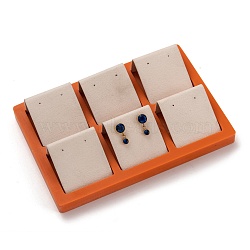 Resin Artificial Marble Finger Earring Display Tray, with 6 Grids PU Leather Holder, Jewelry Storage Box, Rectangle, Antique White, 15.5x10.5x3.2cm, Square: 41x41mm(AJEW-I048-04)