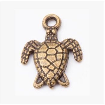 Tibetan Style Alloy Pendants, Sea Turtle, Antique Bronze, 16x12.4x2.2mm, Hole: 1.5mm