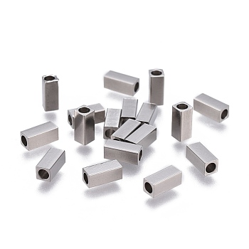 201 Stainless Steel Tube Beads, Rectangle, Stainless Steel Color, 7x3x3mm, Hole: 2mm