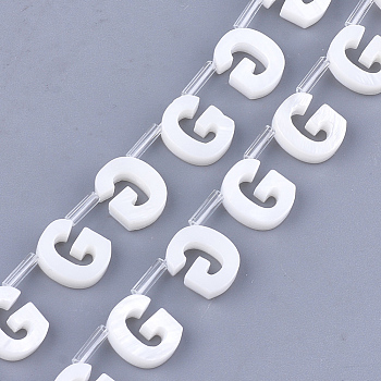 Freshwater Shell Beads, Top Drilled Beads, Letter.G, 10x8x3mm, Hole: 0.8mm