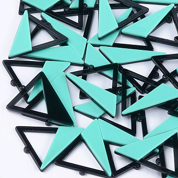 Cellulose Acetate(Resin) Big Pendants, Triangle, Turquoise, 51x42.5x5mm, Hole: 2mm