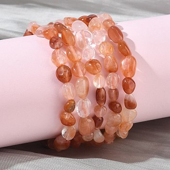 Natural Natural Red Quartz Beads Stretch Bracelets for Women, Nunggets, Beads: 6~12x6~8x4~7mm, Inner Diameter: 1.89~2.01 inch(4.8~5.1cm)