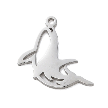 Non-Tarnish 304 Stainless Steel Charms, Laser Cut, Dolphin Charm, Stainless Steel Color, 16x11x1mm, Hole: 1.2mm