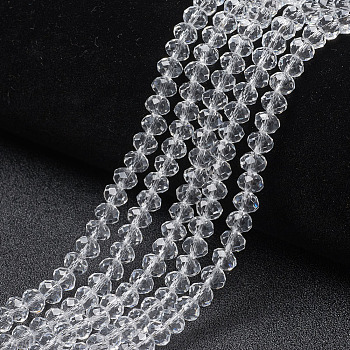 Glass Beads Strands, Faceted, Rondelle, Clear, 3x2mm, Hole: 0.8mm, about 150~155pcs/strand, 15~16 inch(38~40cm)