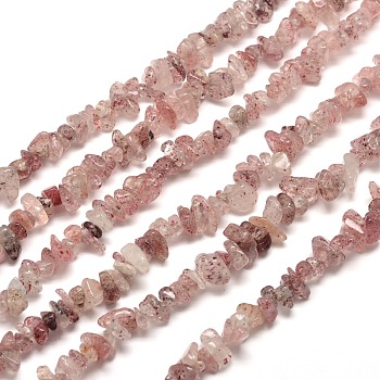 Natural Strawberry Quartz Chip Bead Strands, 5~8x5~8mm, Hole: 1mm, about 31.5 inch