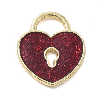 Alloy Pendants, with Enamel, Valentine's Day, Lock, 12.5x11x1mm, Hole: 2.5x3.5mm