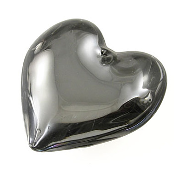 Glass Pendants, Luminant Grey, Heart, 55mm long, 55mm wide, 20mm thick, hole: 3mm