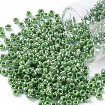 TOHO Round Seed Beads, Japanese Seed Beads, (130) Opaque Luster Mint Green, 8/0, 3mm, Hole: 1mm, about 222pcs/bottle, 10g/bottle