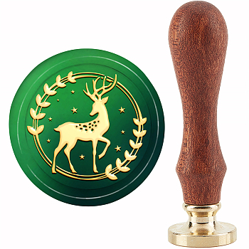 Brass Wax Seal Stamp with Handle, for DIY Scrapbooking, Deer Pattern, 3.5x1.18 inch(8.9x3cm)