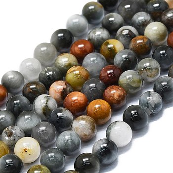 Natural Eagle Eye Stone Beads Strands, Round, 6~7mm, Hole: 0.6mm, about 62~64pcs/strand, 14.96''~15.35''(38~39cm)