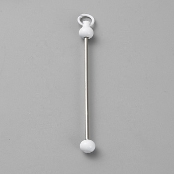 Iron Bar Beadable Keychain for Jewelry Making DIY Crafts, Platinum, White, 7.8cm