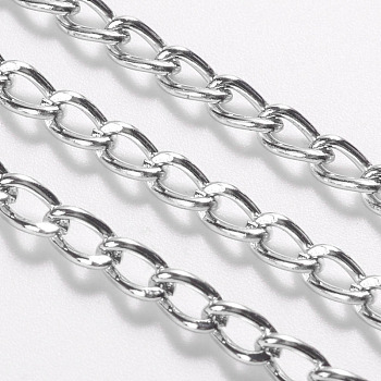Iron Twisted Chains Curb Chains, Unwelded, with Spool, Platinum Color, Link: 3x5mm, 0.8mm thick, about 32.8 Feet(10m)/roll