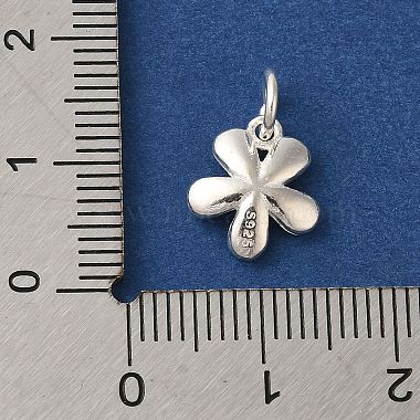 925 Sterling Silver 5-Petal Flower Charms with Jump Rings(FIND-U013-02S-01)-3