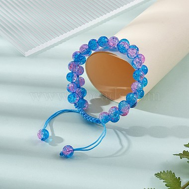 Sparkling Round Glass Braided Bead Bracelet(BJEW-SW00082-14)-3