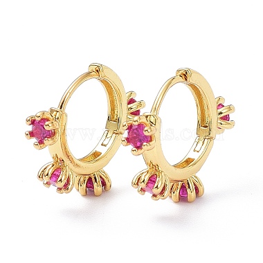 Deep Pink Flower Cubic Zirconia Earrings